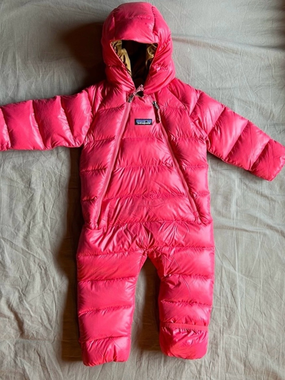 Patagonia Bright Pink Insulated Infant One-Piece Snowsuit